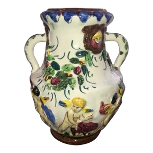 Vintage 1950s Figural Deruta Pottery Hand-Painted Vase/Urn