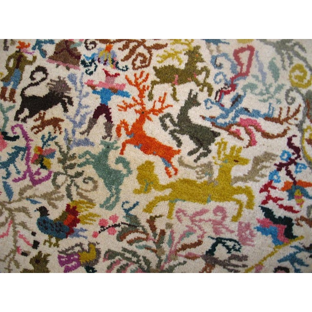 Textile Lovely Ivory Field With Multicolored Mobile Figures Vintage Ecuadorian Rug by Olga Fisch For Sale - Image 7 of 7