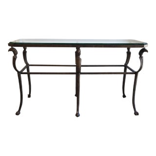 Late 20th Century Hollywood Regency Patinated Metal Console Table For Sale