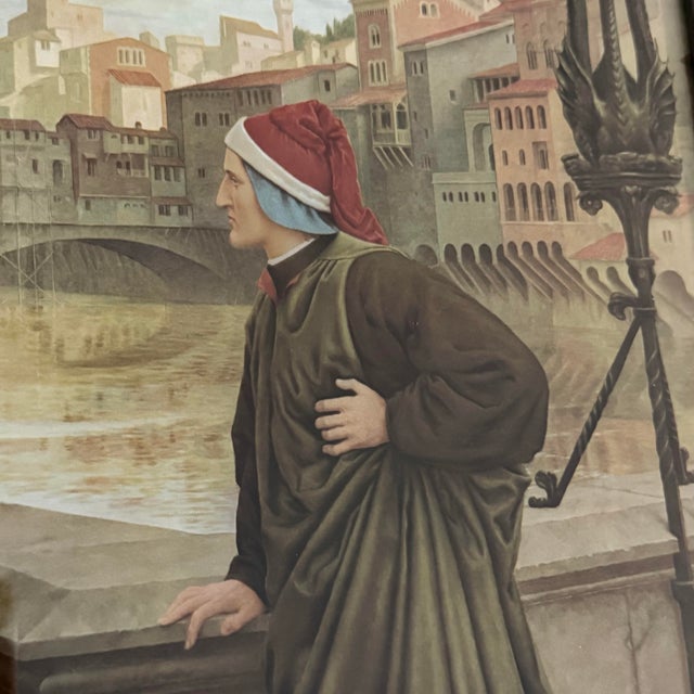 Early 20th Century “Dante and Beatrice” Color Print After Henry Holiday in Carved Wood Frame For Sale - Image 12 of 12