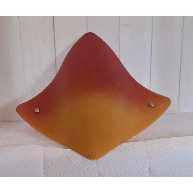 Vintage Wall Lamp with Curved Tinted Glass Panel on White Metal Mount, 2010s For Sale - Image 4 of 7