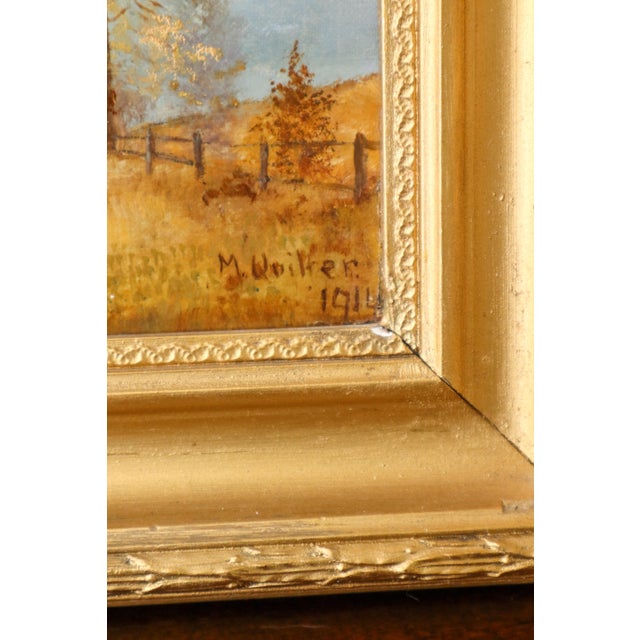 1910s Signed Original Oil on Canvas by M. Quilter (British), Dated 1914 “Late Summer Dales” For Sale - Image 5 of 5