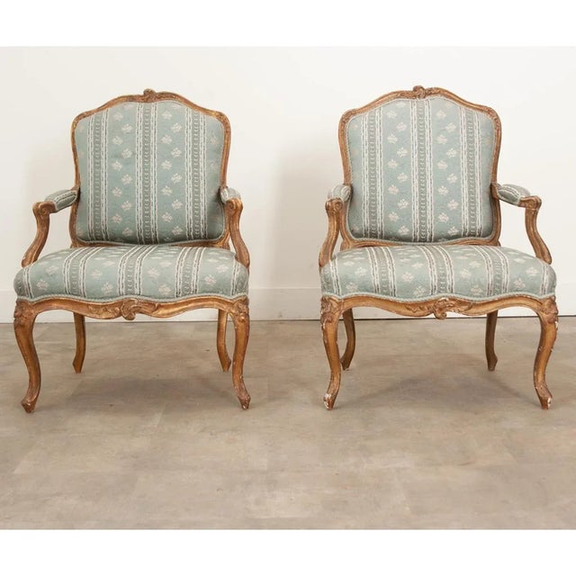 19th Century Louis XV Style Gilt & Upholstered Parlor Set - Set of 3 For Sale - Image 11 of 12