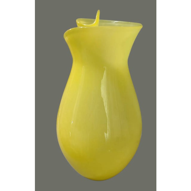 Late 20th Century Mid 20th Century Hand Blown Italian Art Glass Yellow Abstract Top Vase For Sale - Image 5 of 7