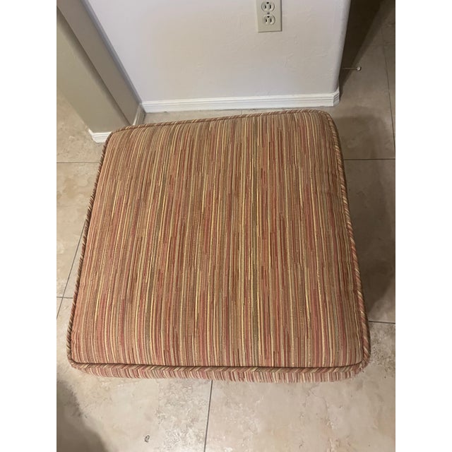 Pair of Mid Century Modern Parsons Style Upholstered Ottomans/ Stools For Sale - Image 10 of 12