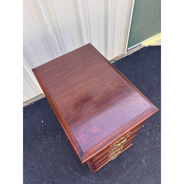 Brown Two-Drawer Cherry Chippendale Style Filing Cabinet For Sale - Image 8 of 12