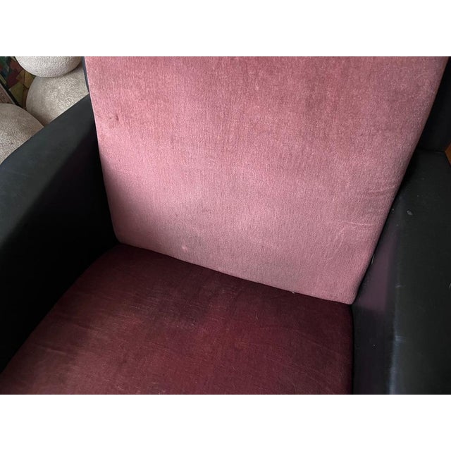 Mid-Century Armchair in Leatherette & Velvet, 1950s For Sale - Image 9 of 11