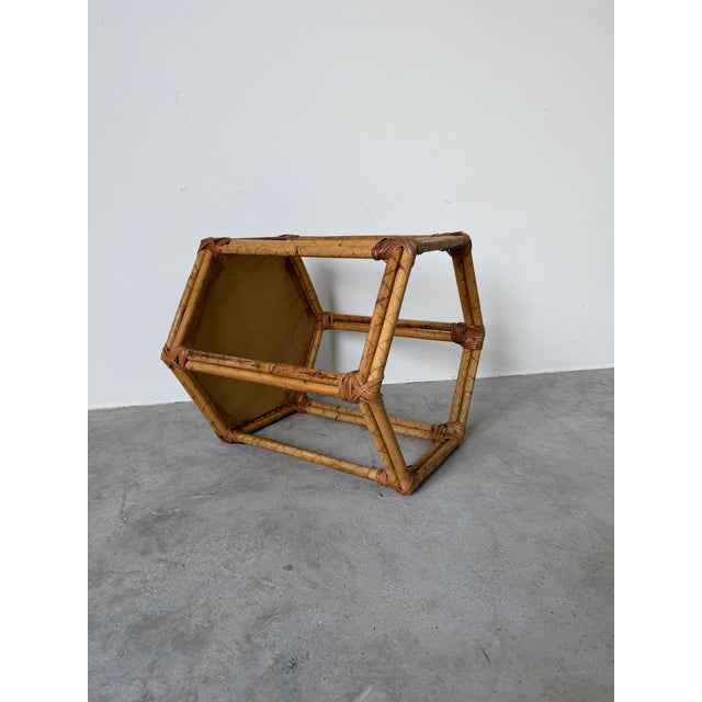 Vintage Bamboo & Rattan Hexagon Side Table For Sale - Image 12 of 13