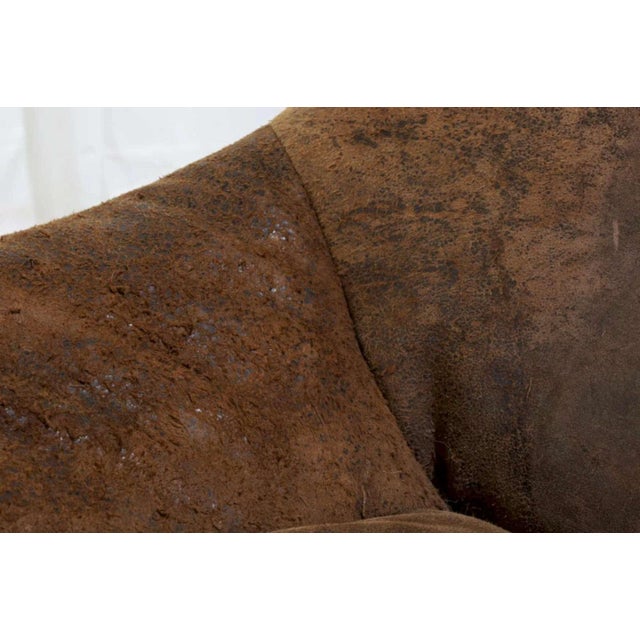 Metal Gently Used Suede Leather Restoration Hardware Chair For Sale - Image 7 of 7