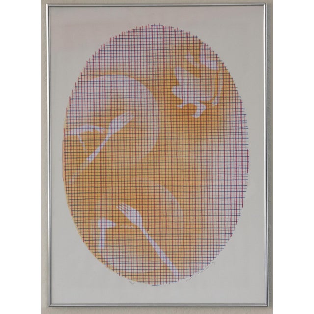 Vintage lithograph from 1969 Signed by artist, dated and number 24 of 27 Artwork depicts hidden objects in a colorful...