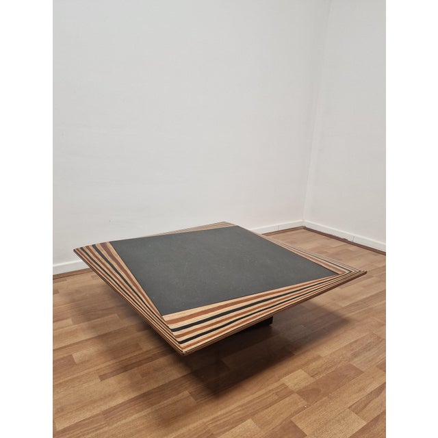 Vintage Coffee Table in Slate and Laminated Wood by Afra and Tobia Scarpa, 1970s For Sale - Image 9 of 17