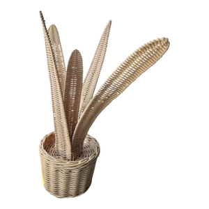 Vintage Sculptural Woven Rattan Aloe Plant Basket | Organic Modern Decor