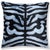 Black & Silver Blue Zebra Silk Velvet Throw Pillow 20x20 | Handmade Luxury Animal Print Accent For Sale - Image 4 of 8