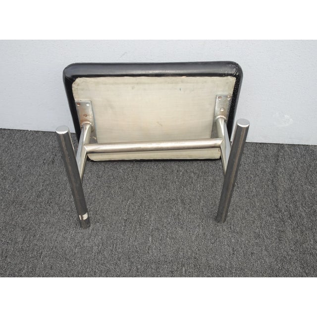Vintage Mid Century Modern Chrome Bench W Black Vinyl Fabric Chairish