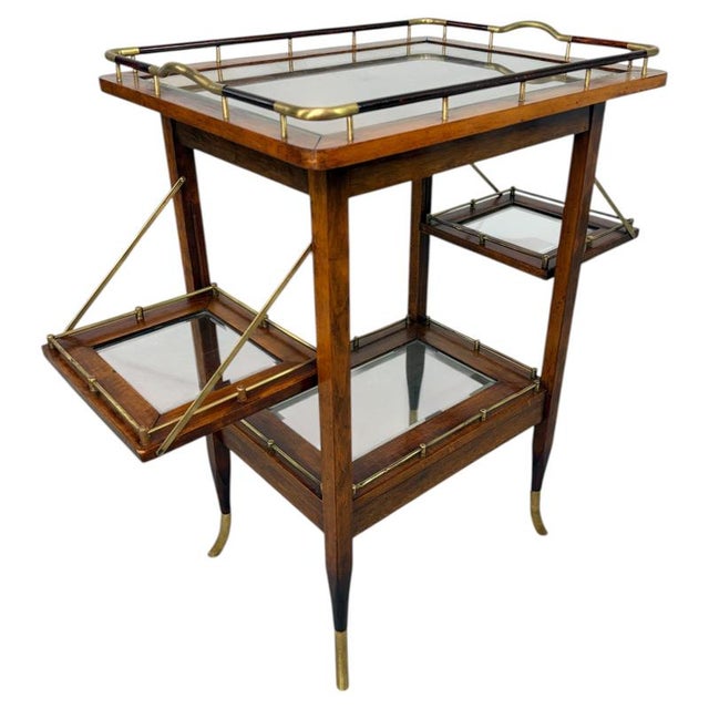 Art Deco Walnut and Brass Tea Trolley with Serving Tray, 1920s For Sale - Image 12 of 12