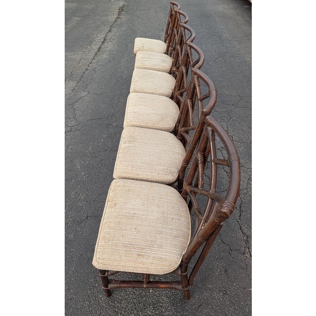 Ficks Reed Vintage Fick Reeds Set of 6 Bois Bamboo Chippendale Dining Chairs For Sale - Image 4 of 18