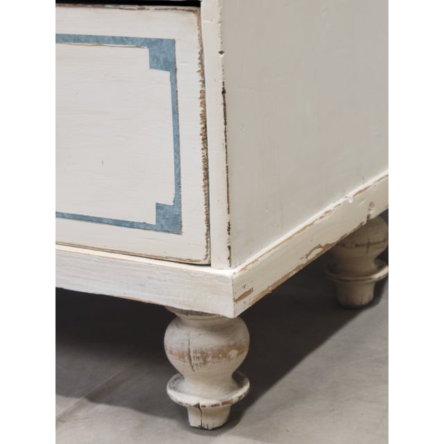 Antique English Pine Painted Dresser Chest of Drawers With Greek Key Motif For Sale - Image 15 of 18