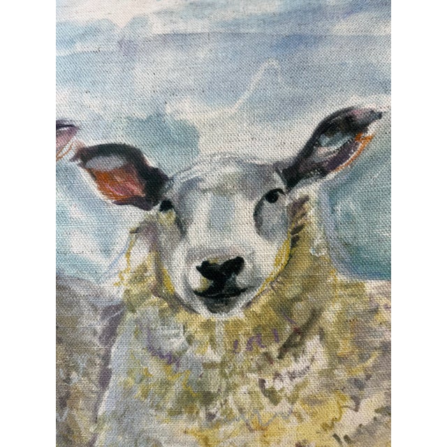 2020s 16" Square Decorative Toss Pillow Embellished With a Group of Inquisitive Sheep - Made in the U K For Sale - Image 5 of 12