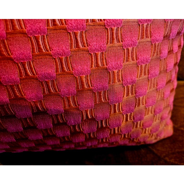 Contemporary Gerald Charles Tolomeo Pollack Iridecsent Geometric Persimmon/Gold Fabric Throw Pillow For Sale - Image 3 of 4
