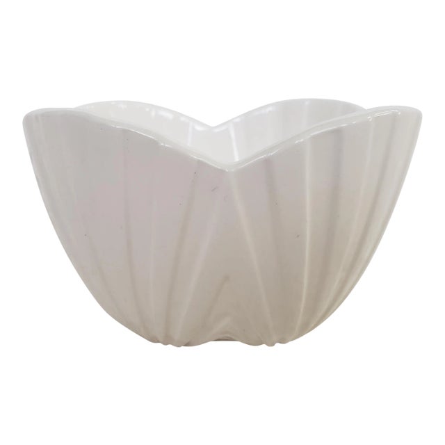 1980s Ribbed Ceramic Decorative Bowl For Sale