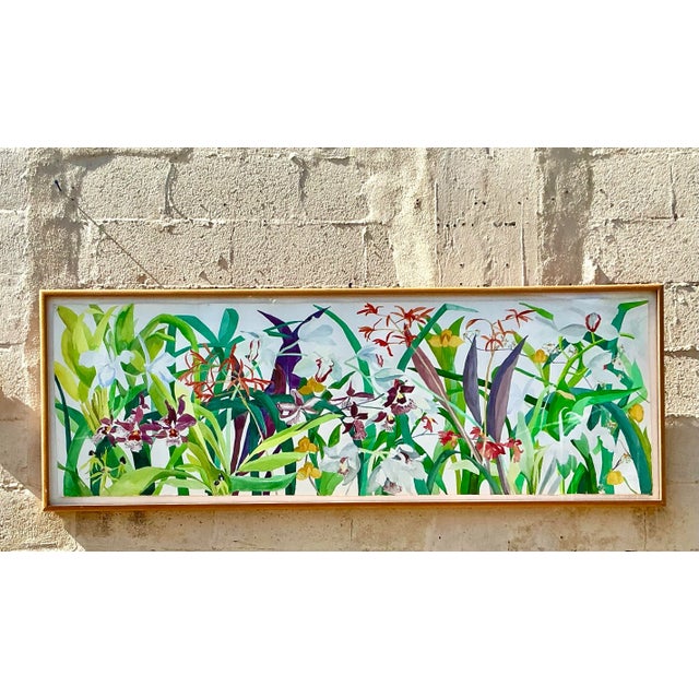 Vintage Regency 1984 Monumental Original Floral Watercolor on Paper For Sale - Image 10 of 12