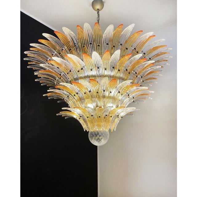 Palmette Ceiling Light in Amber and Trasparent Glasses, 1990 For Sale - Image 14 of 18