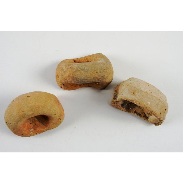 Mediterranean Ancient Fragments Mediterranean Pottery Amphora Handles Set of 3 For Sale - Image 3 of 4
