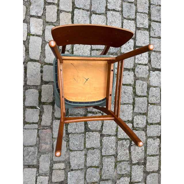 Teak Dining Chairs with Teal Upholstery, Set of 2 For Sale - Image 10 of 11