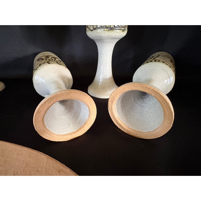 Ceramic 1990s Jana Kozon Kausalik 9 Piece Wheel Tossed Glazed Pottery Drink Set For Sale - Image 7 of 9