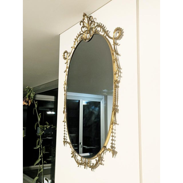 Italian Baroque Brass Wall Mirror, 1960s For Sale - Image 16 of 18
