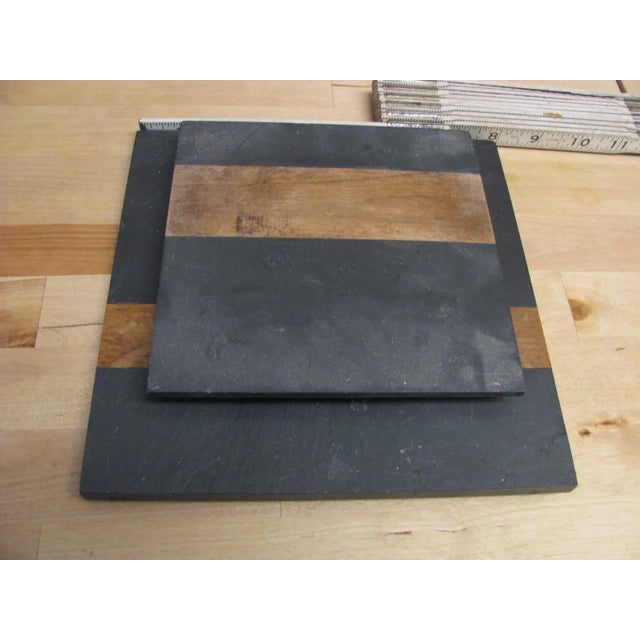 Wood Mid 20th Century Harpswell House of Maine Attributed Phillip Lloyd Powell-Style Slate and Walnut Square Trivet For Sale - Image 7 of 8