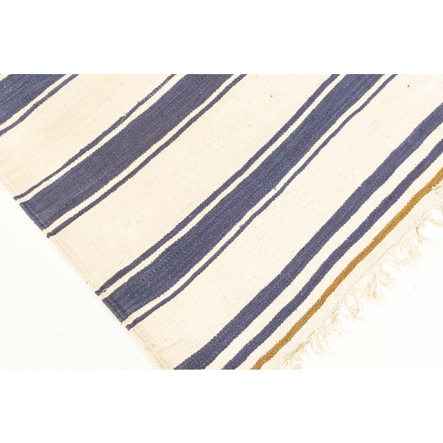 Navy Blue Doris Leslie Blau Vintage Indian Dhurrie Striped Rug For Sale - Image 8 of 11