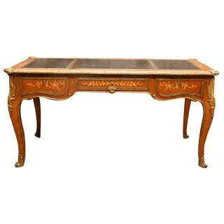 Bureau Plat French Inlay Desk Writing Table, 1920s For Sale