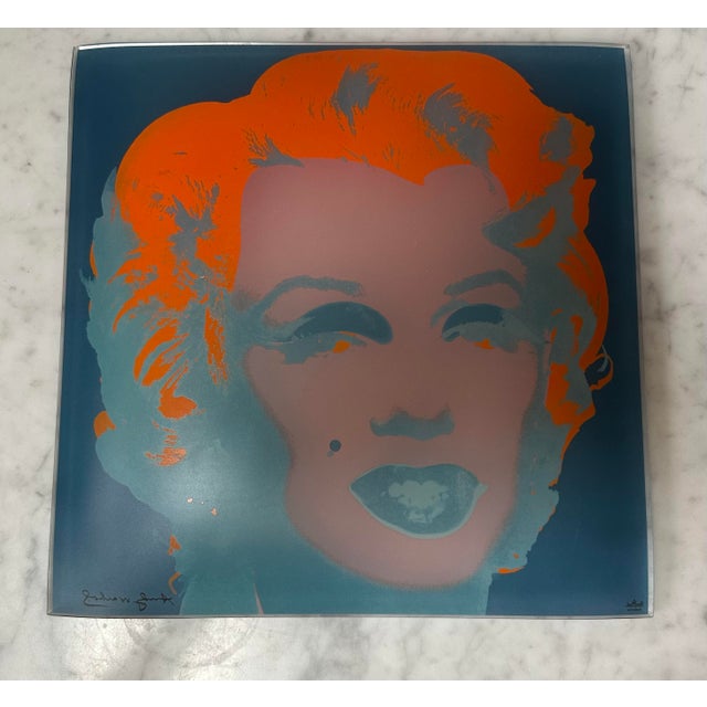 Glass Andy Warhol Marilyn Monroe Rosenthal Studio Line Celebrity Series Plate Blue For Sale - Image 7 of 9