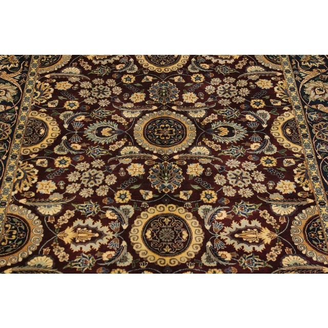 Classic 1990's Pak-Persian Maroon/Blue Wool Rug - 4'7'' X 7'3'' For Sale - Image 4 of 9