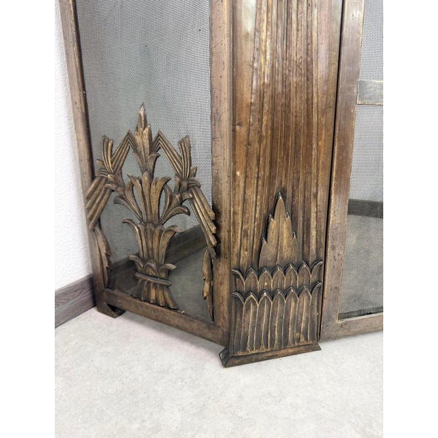 Brown Brass Corner Fireplace Screen attributed to Dagobert Peche, 1890s For Sale - Image 8 of 16