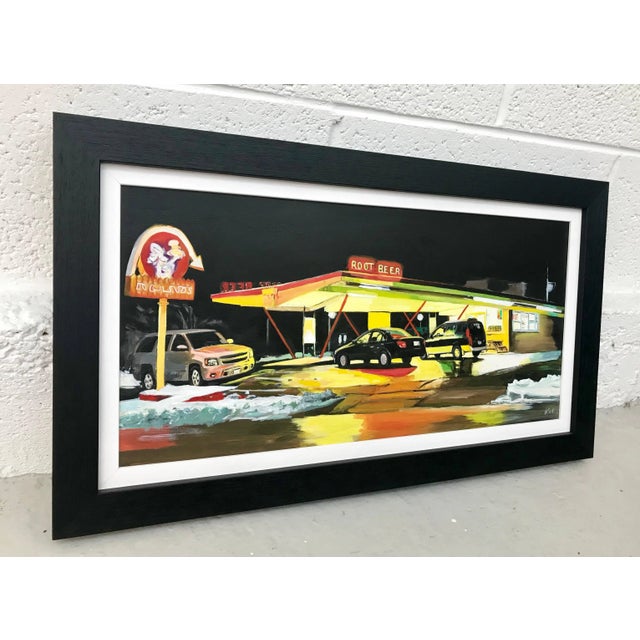 Contemporary Route 66 Root Beer American Gas Station Painting - Unique Original Art by British Contemporary Artist, 2012 For Sale - Image 3 of 6