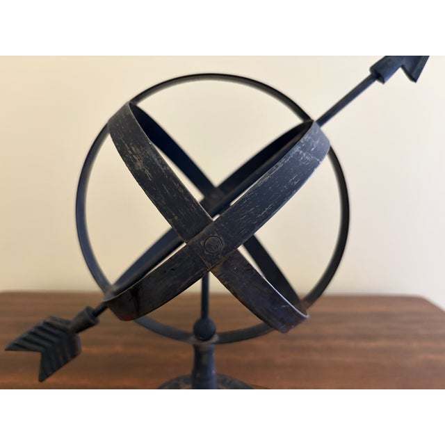 Late 20th Century Late 20th Century Bronze Iron Armillary Globe Sculpture – Traditional Landscape & Garden Decor For Sale - Image 5 of 10