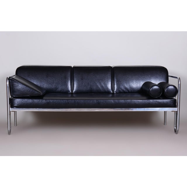 Bauhaus Sofa in Chrome, Steel and Leather, Czech, 1930s For Sale - Image 6 of 7