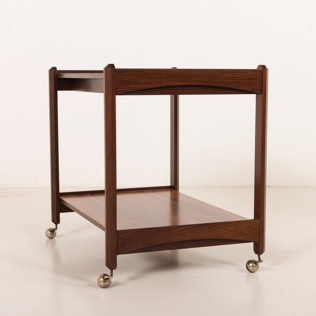 Mid-Century Italian Serving Cart in Rosewood, 1960s For Sale - Image 11 of 18