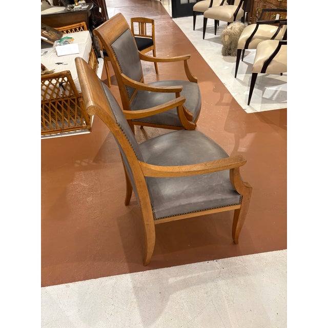 Biedermeier Late 19th Century Pair of Biedermeier-Baltic Style Chairs in Natural Leather For Sale - Image 3 of 6