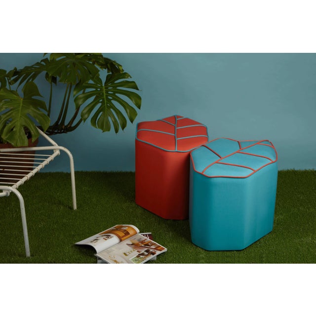Not Yet Made - Made To Order Blue Outdoor Leaf Seat Pouf by Nicolette de Waart for Design by Nico For Sale - Image 5 of 6