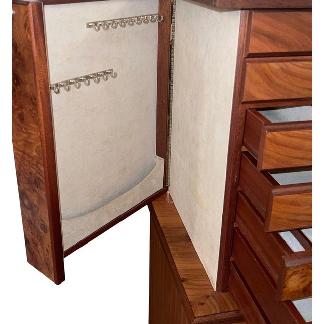 Agresti Lo Scrigno Briar & Mahogany Jewelry Armoire. Italy, 21st Century. For Sale - Image 12 of 14