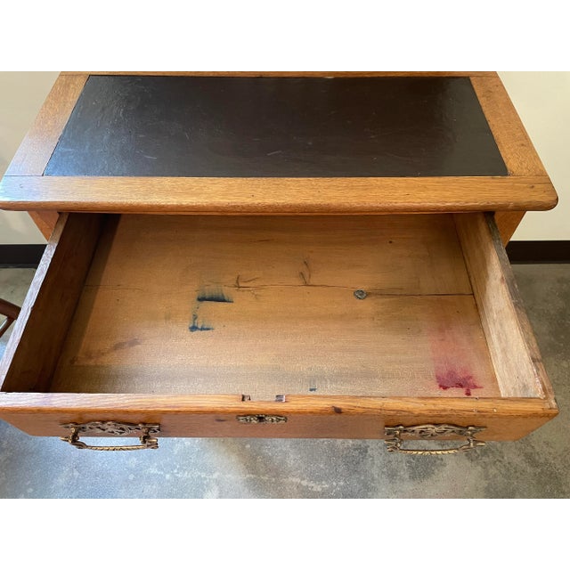 Brown Vintage Oak Writers Desk For Sale - Image 8 of 9