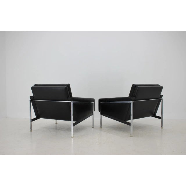 Set of Steel and Leather Armchairs by Wolfgang Herren for Lübke, Germany, 1960s For Sale - Image 12 of 16