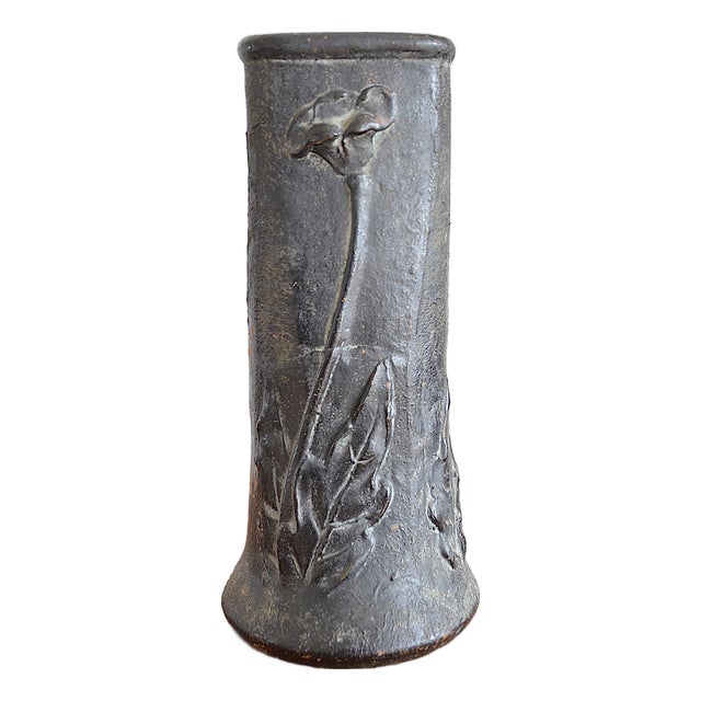 Art Nouveau Ceramic Vase with Floral Motif, 1910s For Sale