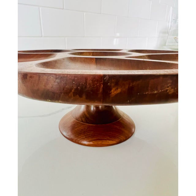 Mid-Century Modern Vintage Solid American Walnut Lazy Susan For Sale - Image 3 of 5