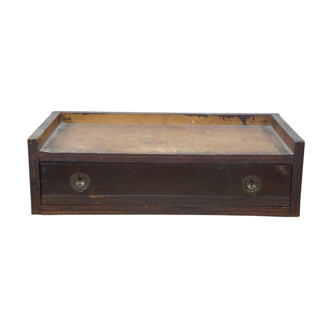 Victorian Antique Wooden Desk Drawer W Gallery Top & Brass Hardware 22" For Sale - Image 3 of 17