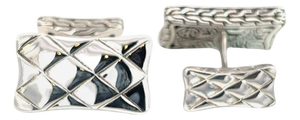 1990s Pair of John Hardy Estate Weave Cufflinks Sterling Silver