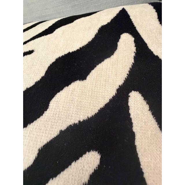 English Woven Zebra Print Pillow Solid Reverse Side For Sale - Image 3 of 8
